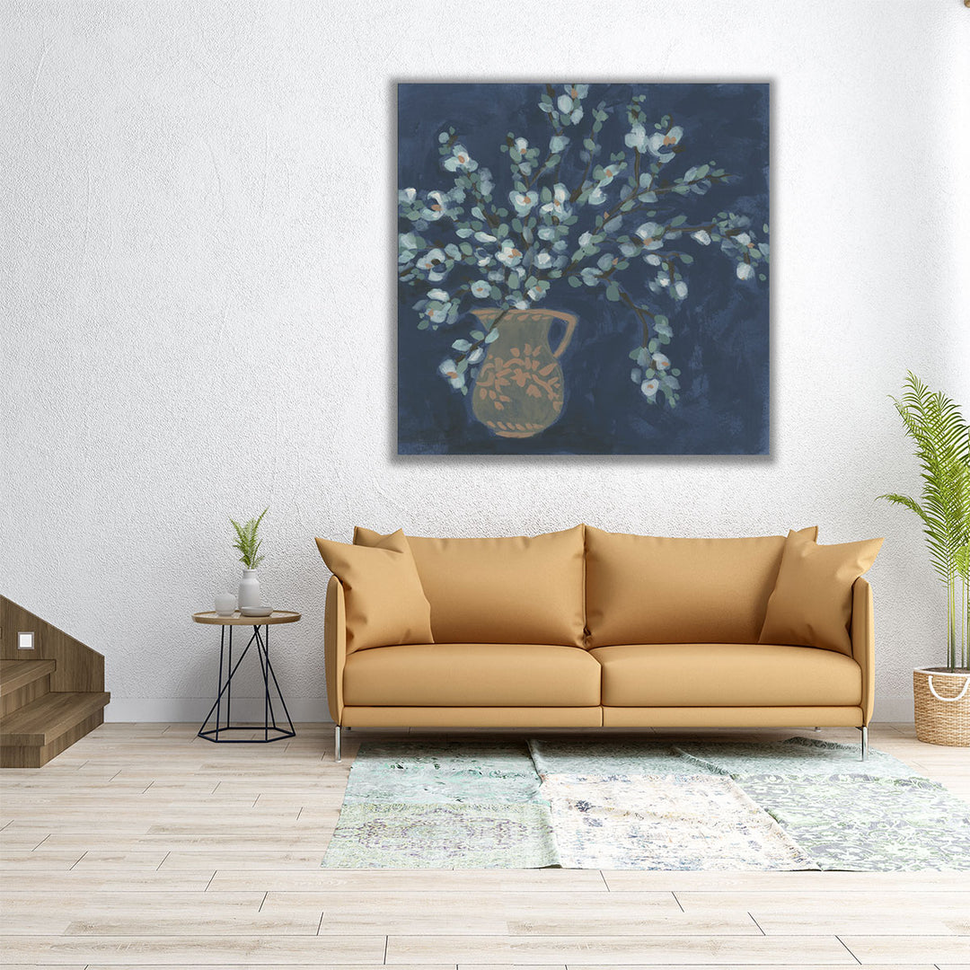 Midnight Indigo Blooms II - Canvas Print Wall Art