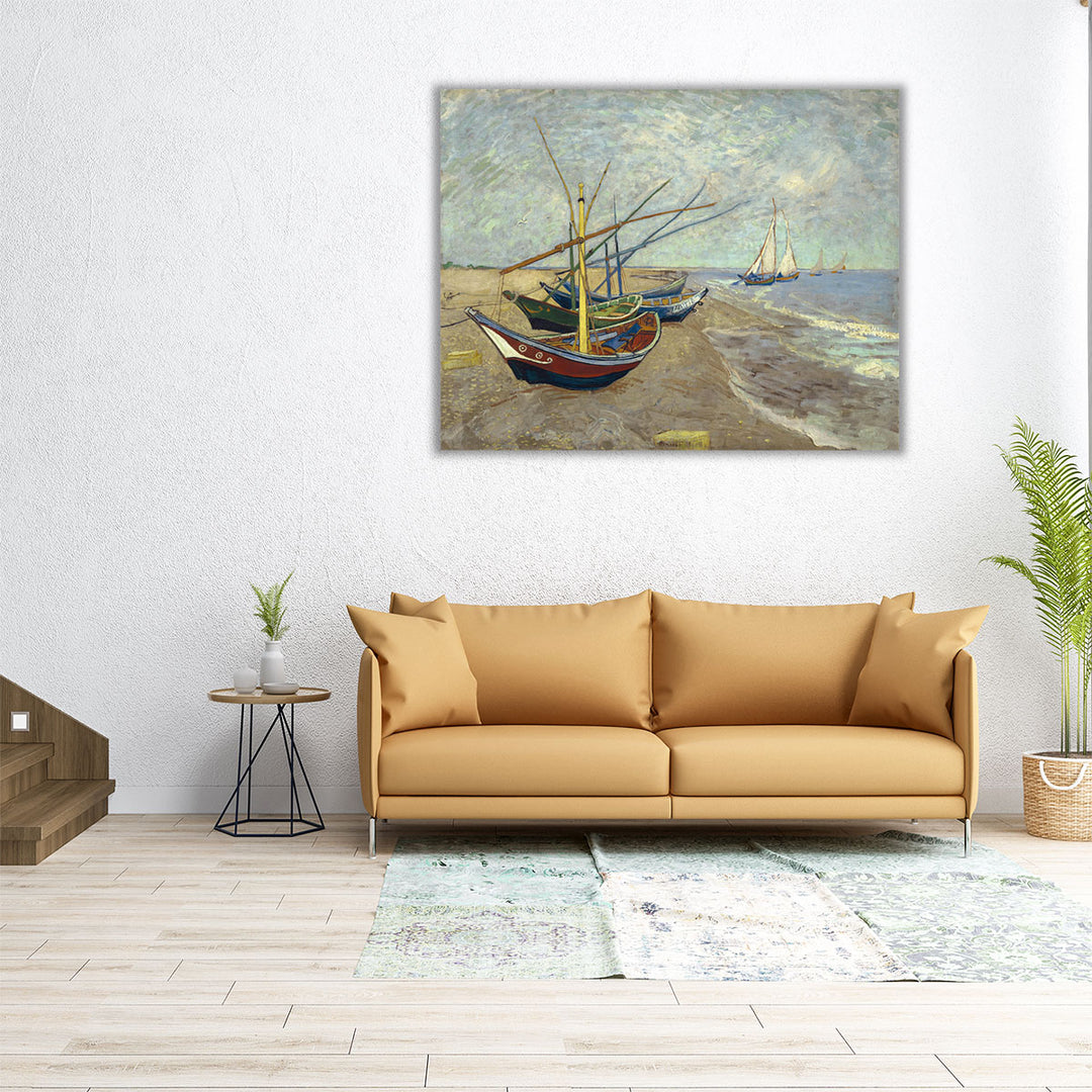 Fishing Boats on the Beach at Saintes-Maries, 1888 - Canvas Print Wall Art