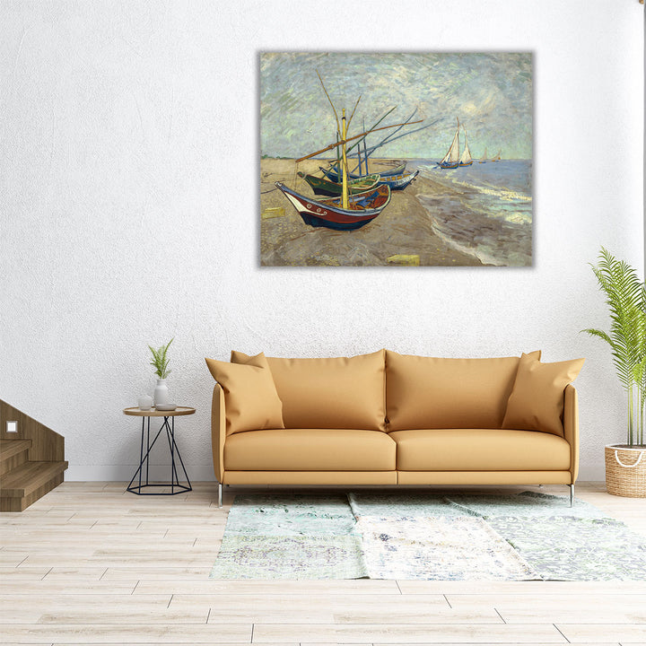 Fishing Boats on the Beach at Saintes-Maries, 1888 - Canvas Print Wall Art