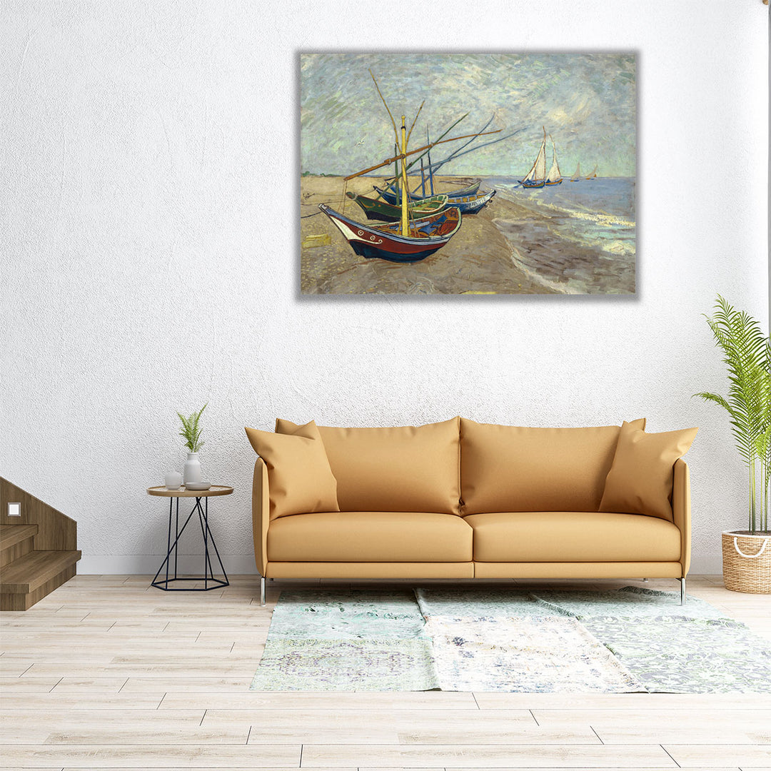 Fishing Boats on the Beach at Saintes-Maries, 1888 - Canvas Print Wall Art