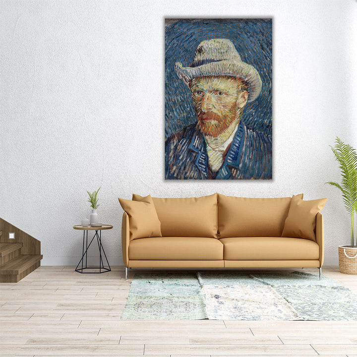 Vincent Van Gogh's Self-Portrait with Grey Felt Hat, 1887 - Canvas Print Wall Art