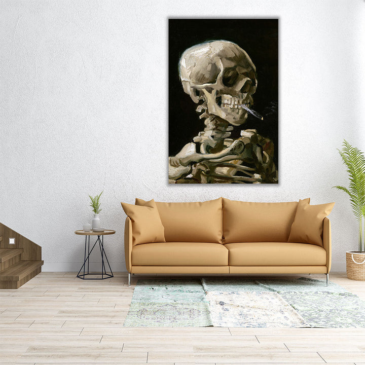 Head of a Skeleton With a Burning Cigarette, 1886 - Canvas Print Wall Art