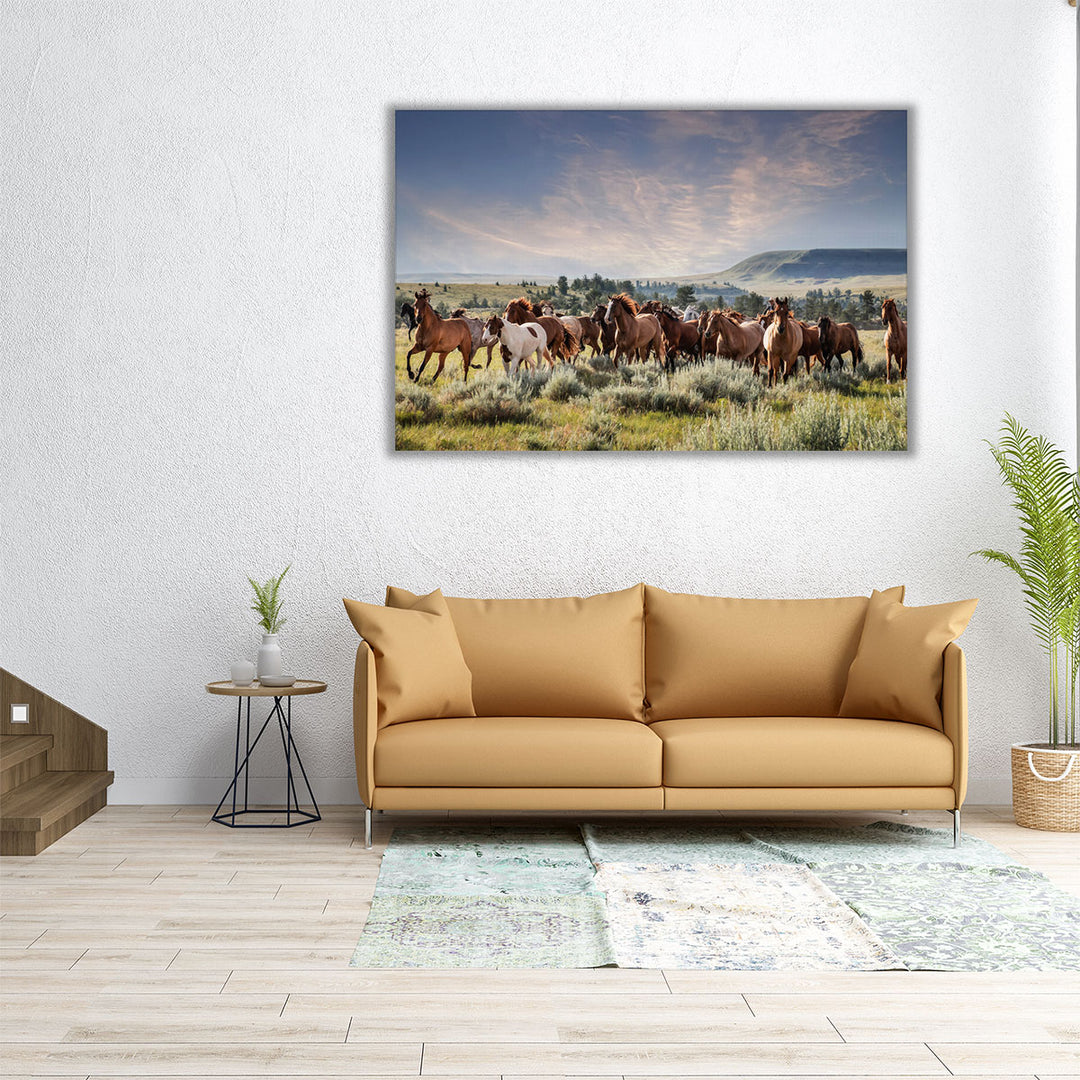 Montana Ranch Horses - Canvas Print Wall Art