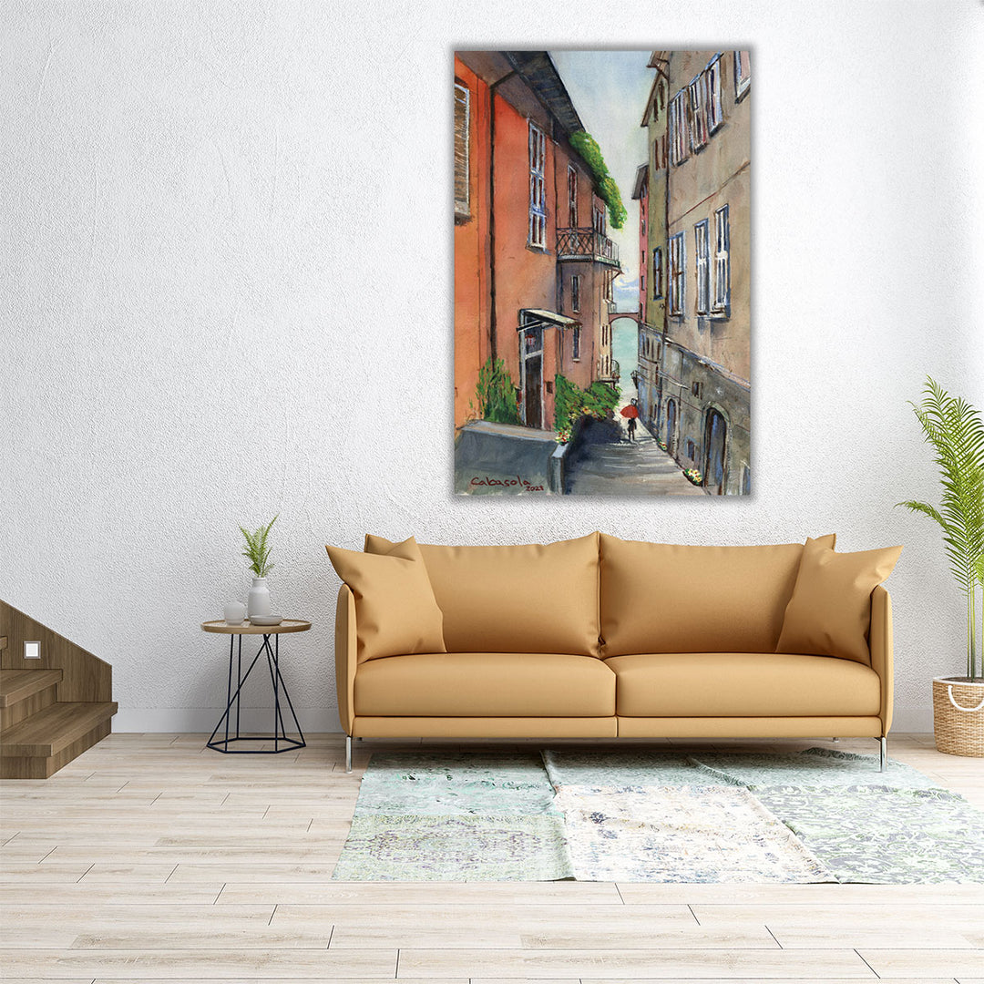 Street View Of Lake Como - Canvas Print Wall Art