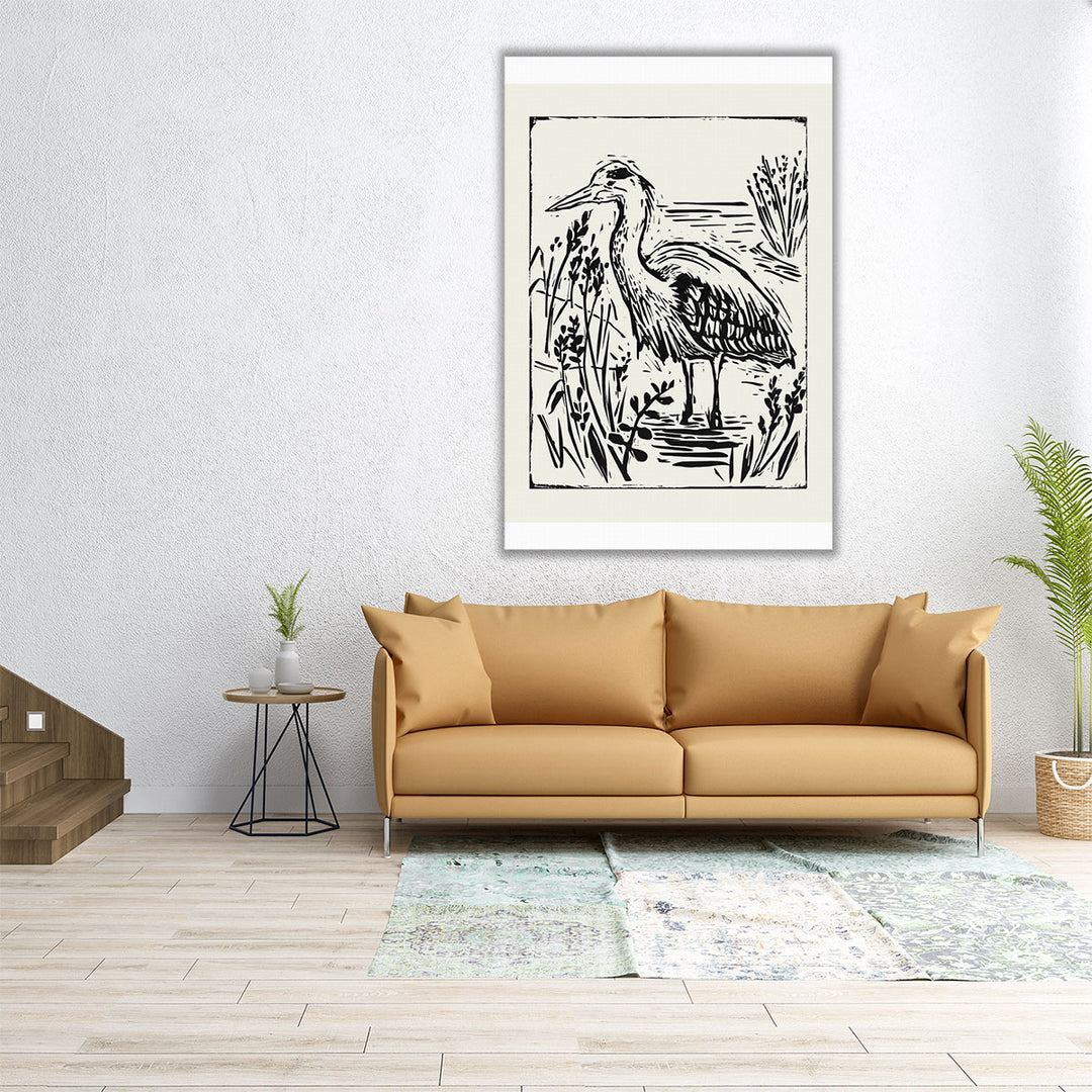 Linocut Style Seabird I - Canvas Print Wall Art