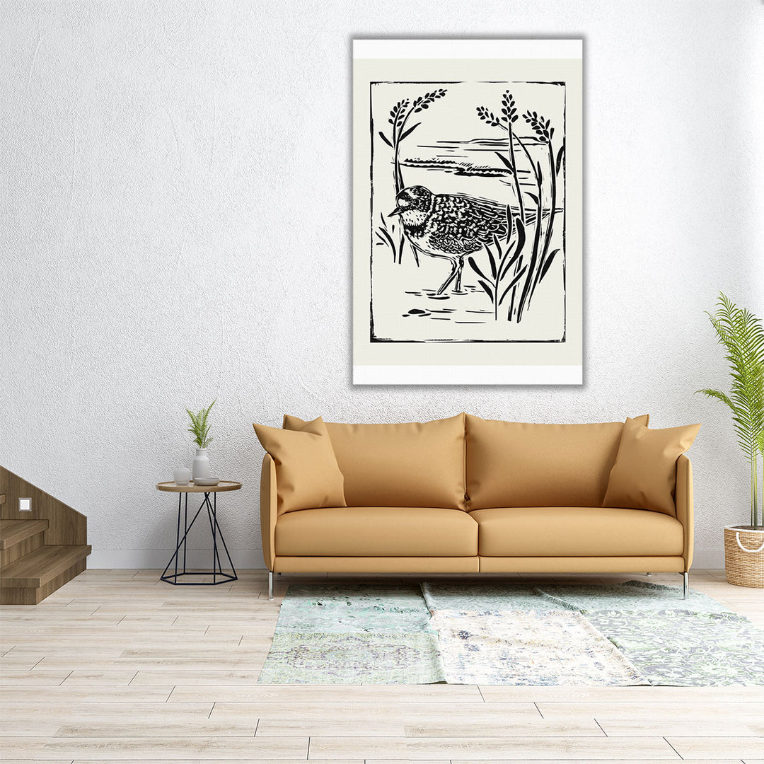 Linocut Style Seabird IV - Canvas Print Wall Art