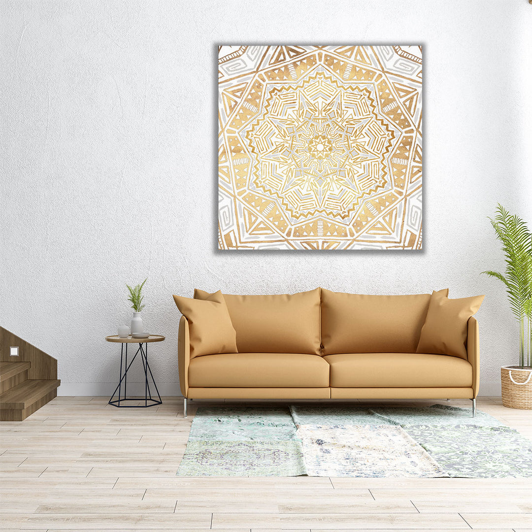 Gold Silver Mandala - Canvas Print Wall Art