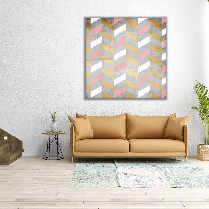 Gold Silver Pink Pattern - Canvas Print Wall Art