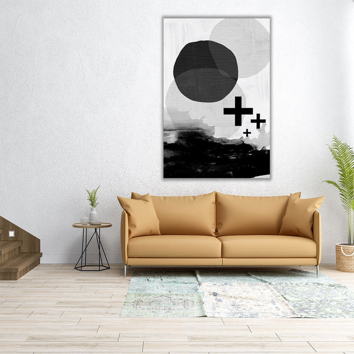 Black White Scandi Abstract - Canvas Print Wall Art