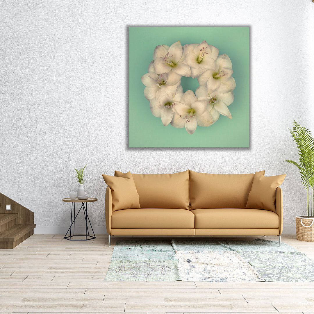 Amaryllis Flower Wreath 3 - Canvas Print Wall Art