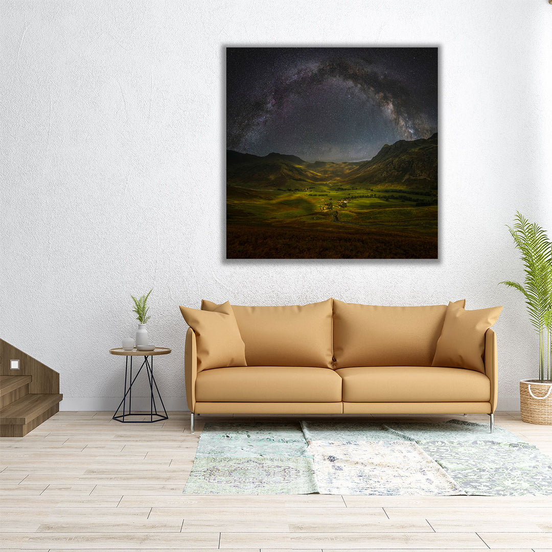 The Milky Way above Mickleden Valley, Lake District - Canvas Print Wall Art