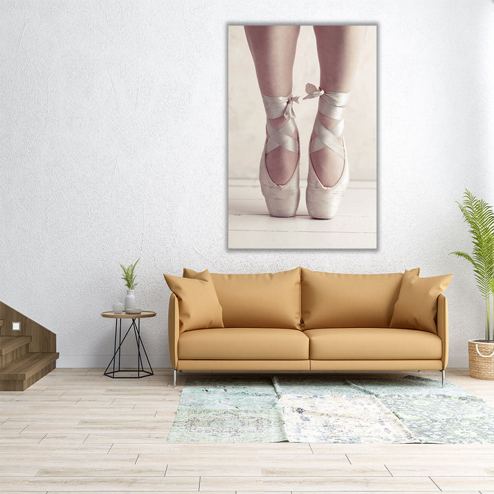 Close-up of a Ballerina Standing on Tiptoe 1 - Canvas Print Wall Art