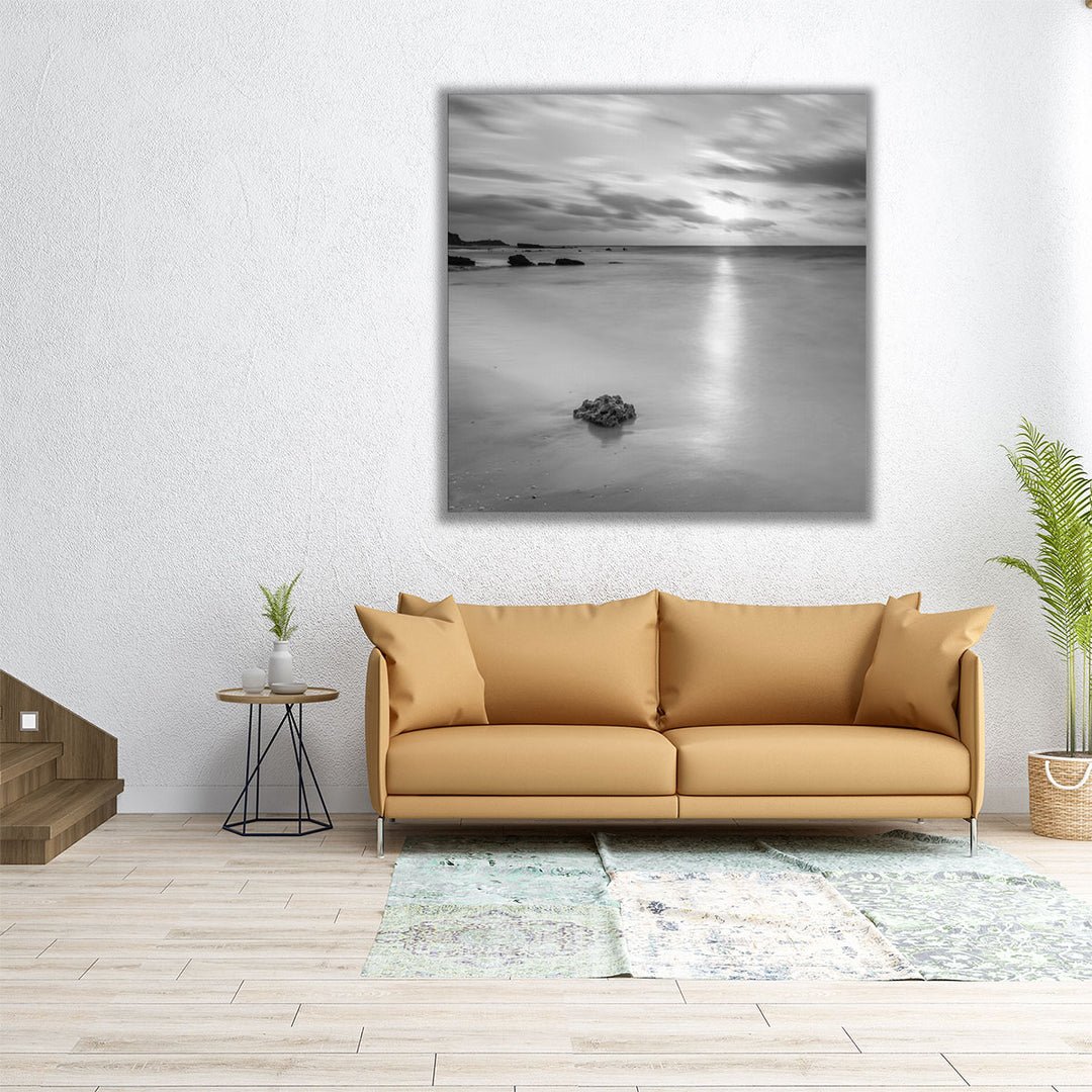 Black and White Beach - Canvas Print Wall Art