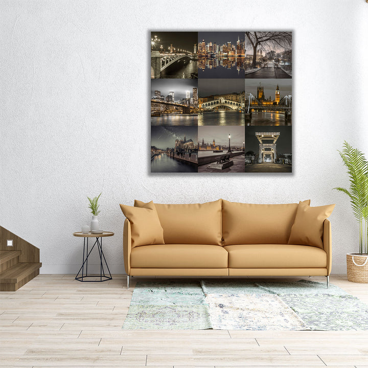 Collage of Dark City - Canvas Print Wall Art