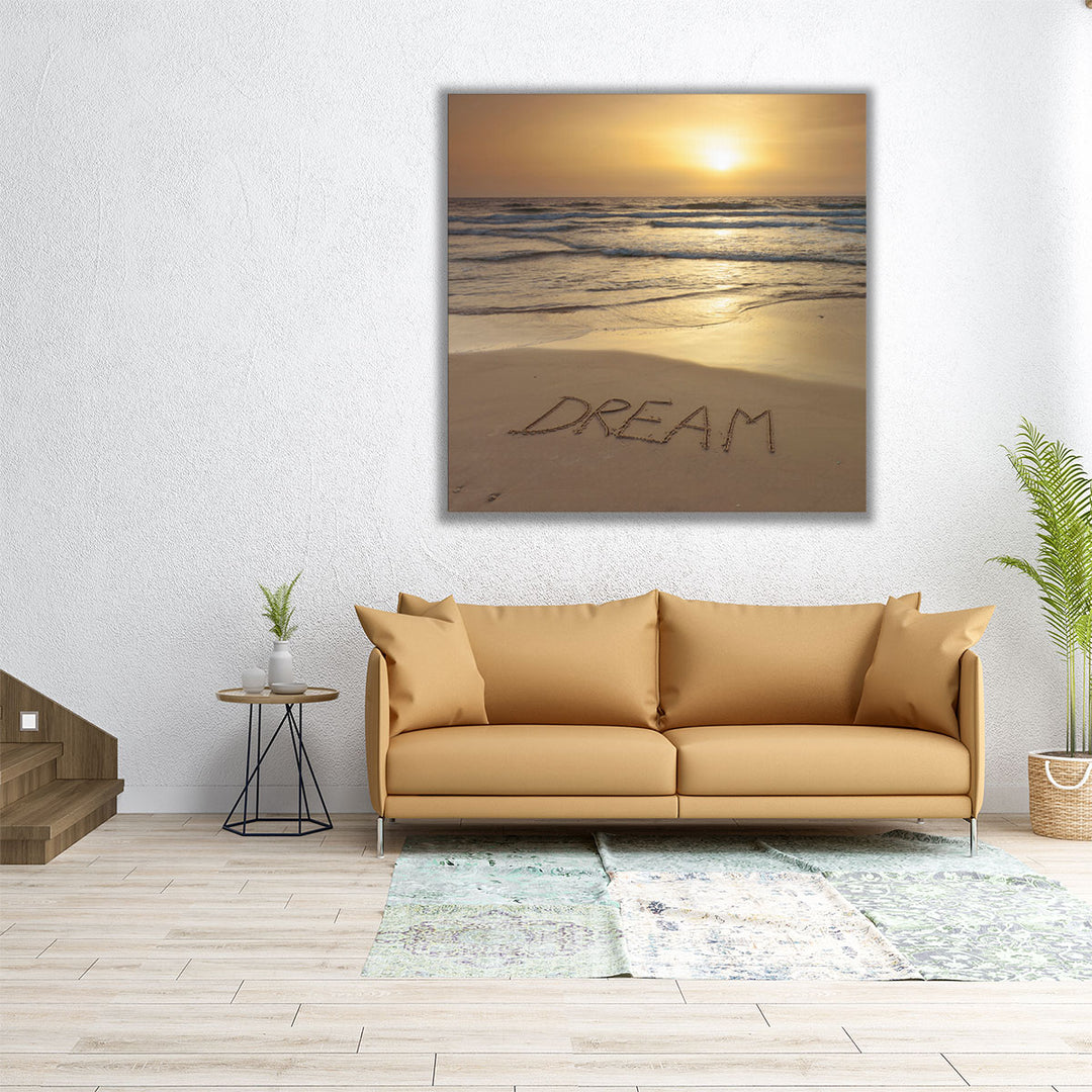 Dream Written on Beach - Canvas Print Wall Art