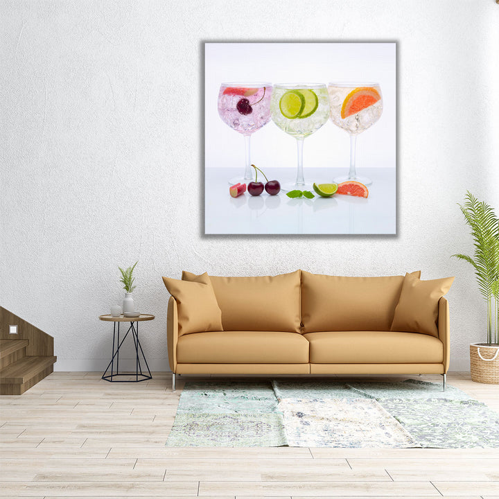 Gin Glasses with Fruits - Canvas Print Wall Art