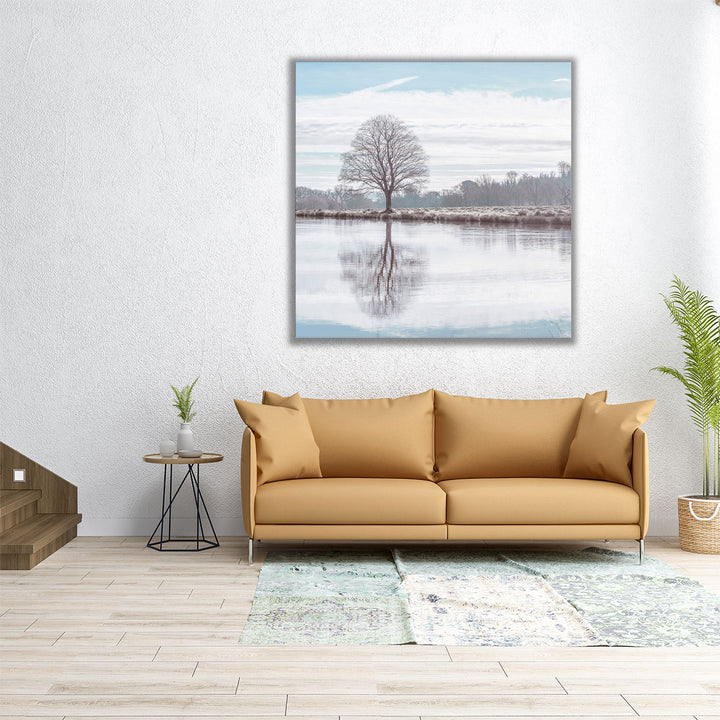 Reflection of a Tree in a Pond - Canvas Print Wall Art