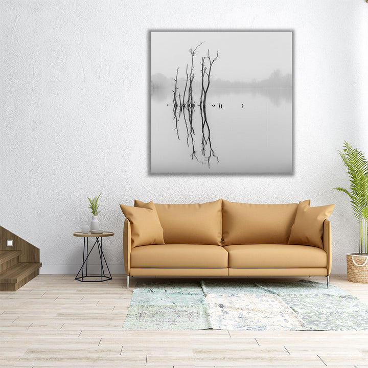 Twigs in Lake - Canvas Print Wall Art