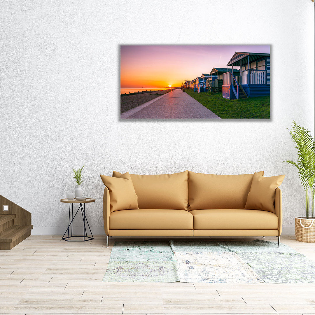 Beach Huts at Sunset - Canvas Print Wall Art