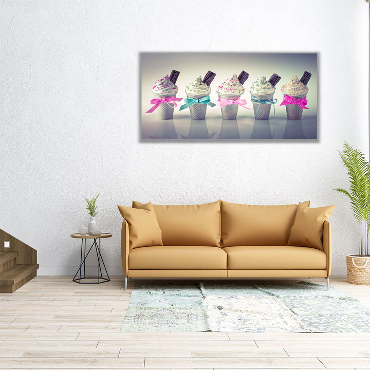 Whippy Ice Creams in a Row - Canvas Print Wall Art