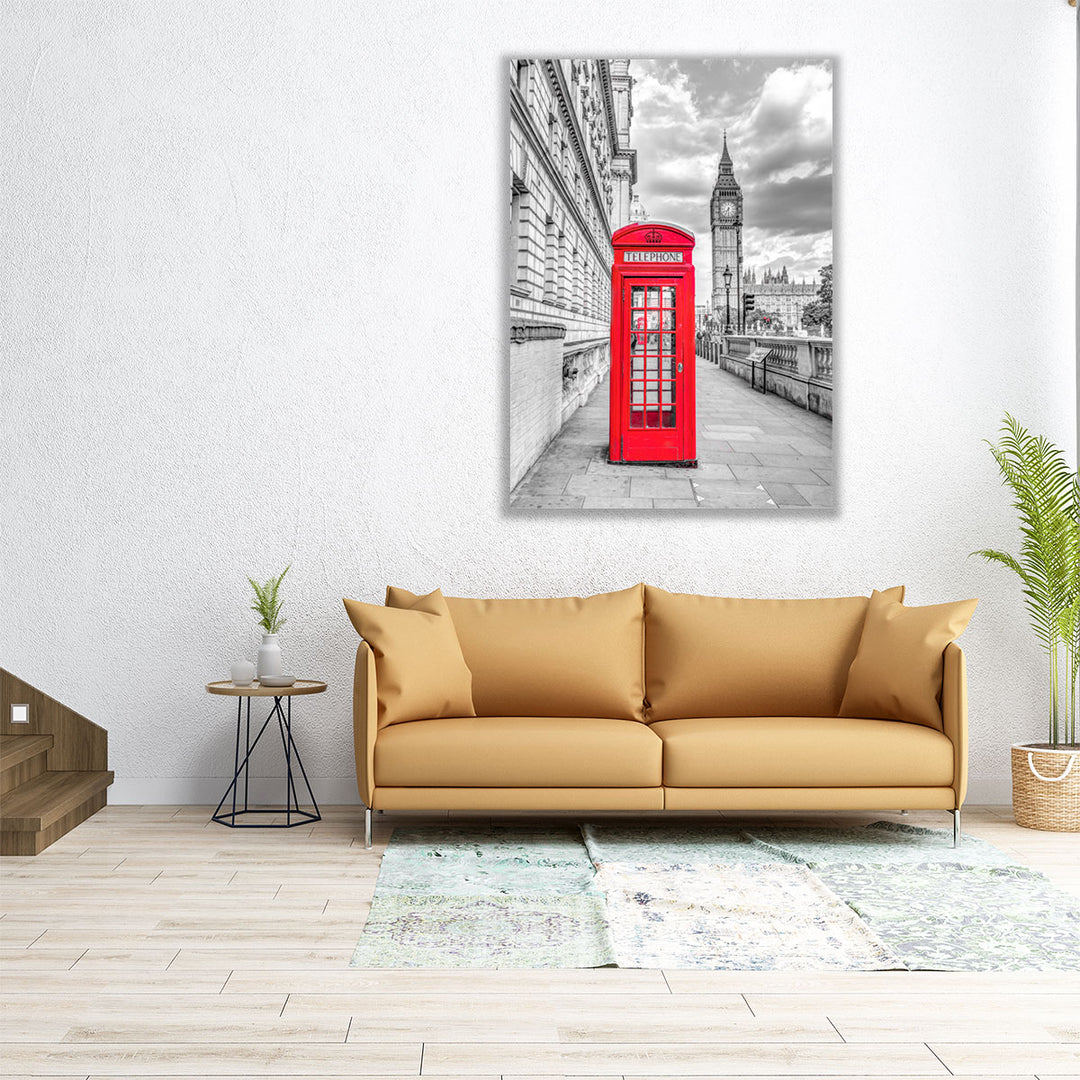 Telephone Booth With Big Ben, London - Canvas Print Wall Art