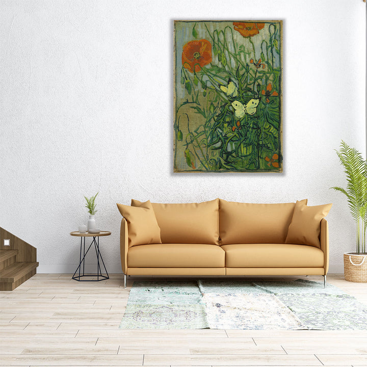 Butterflies and Poppies, 1890 - Canvas Print Wall Art