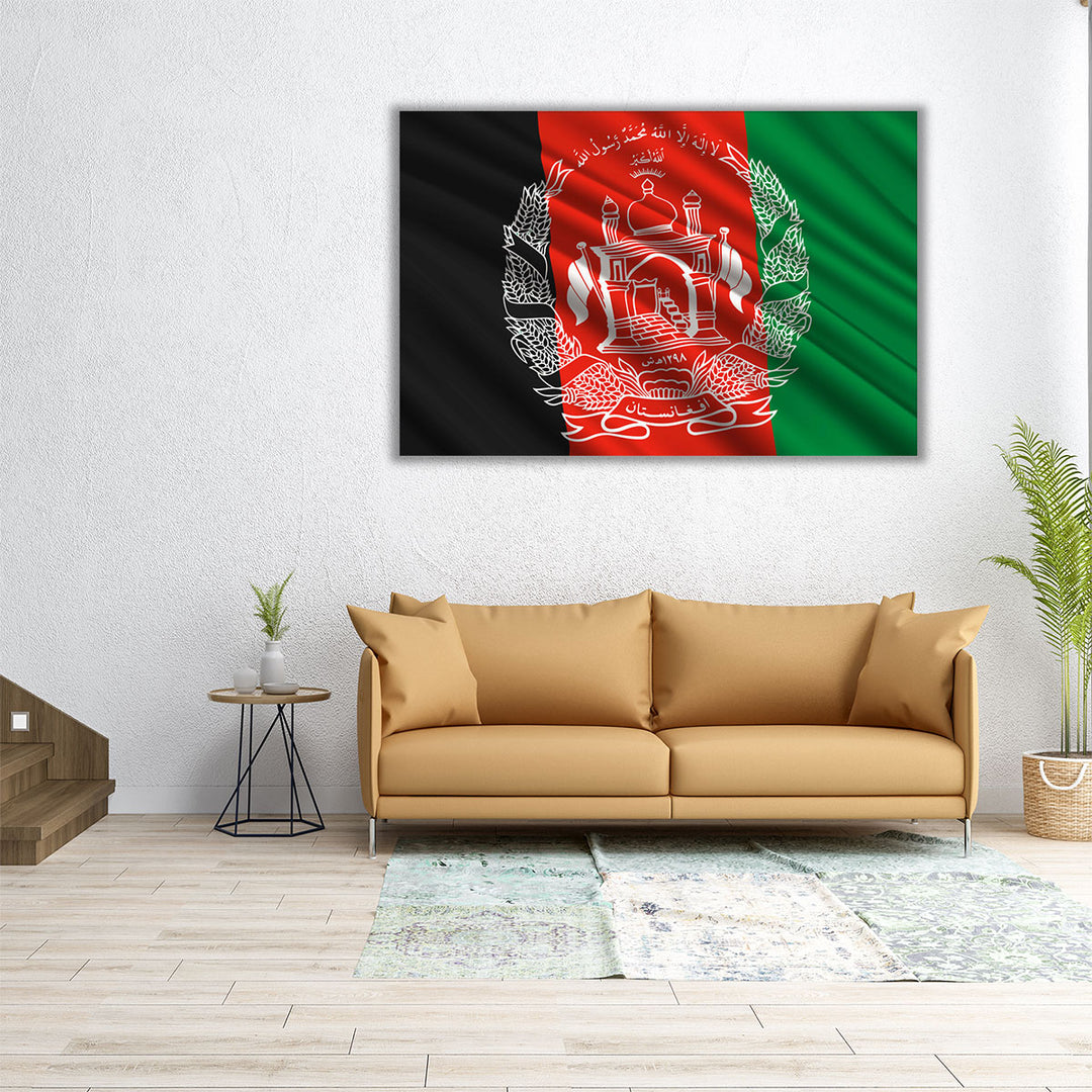 Afghanistan Flag Waving - Canvas Print Wall Art