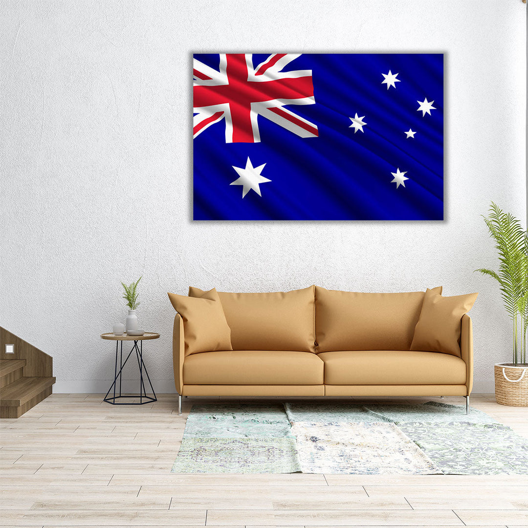 Australia Flag Waving - Canvas Print Wall Art