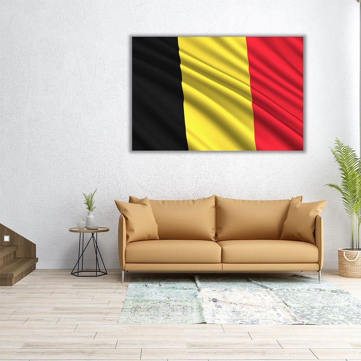 Belgium Flag Waving - Canvas Print Wall Art