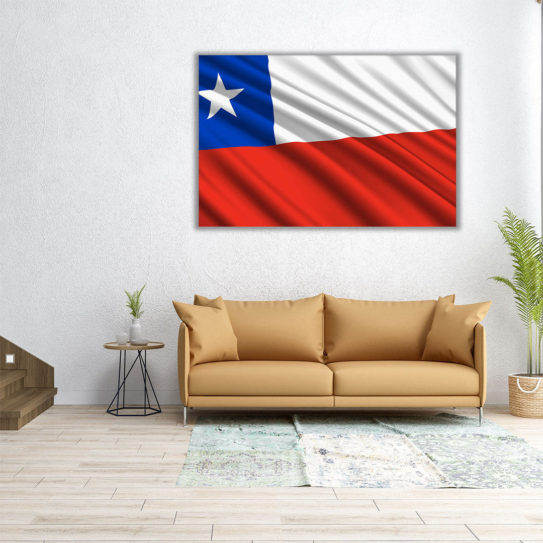 Chile Flag Waving - Canvas Print Wall Art