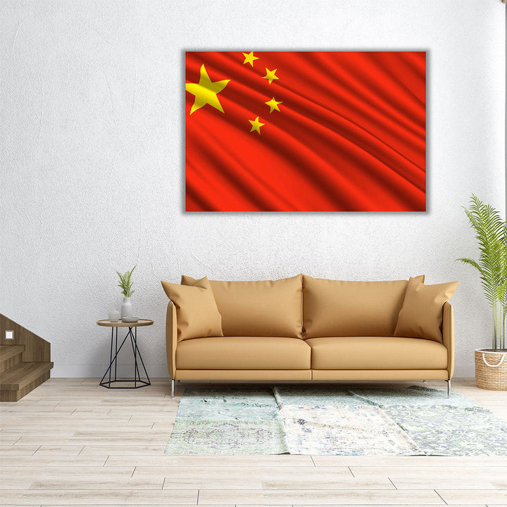 China Flag Waving - Canvas Print Wall Art