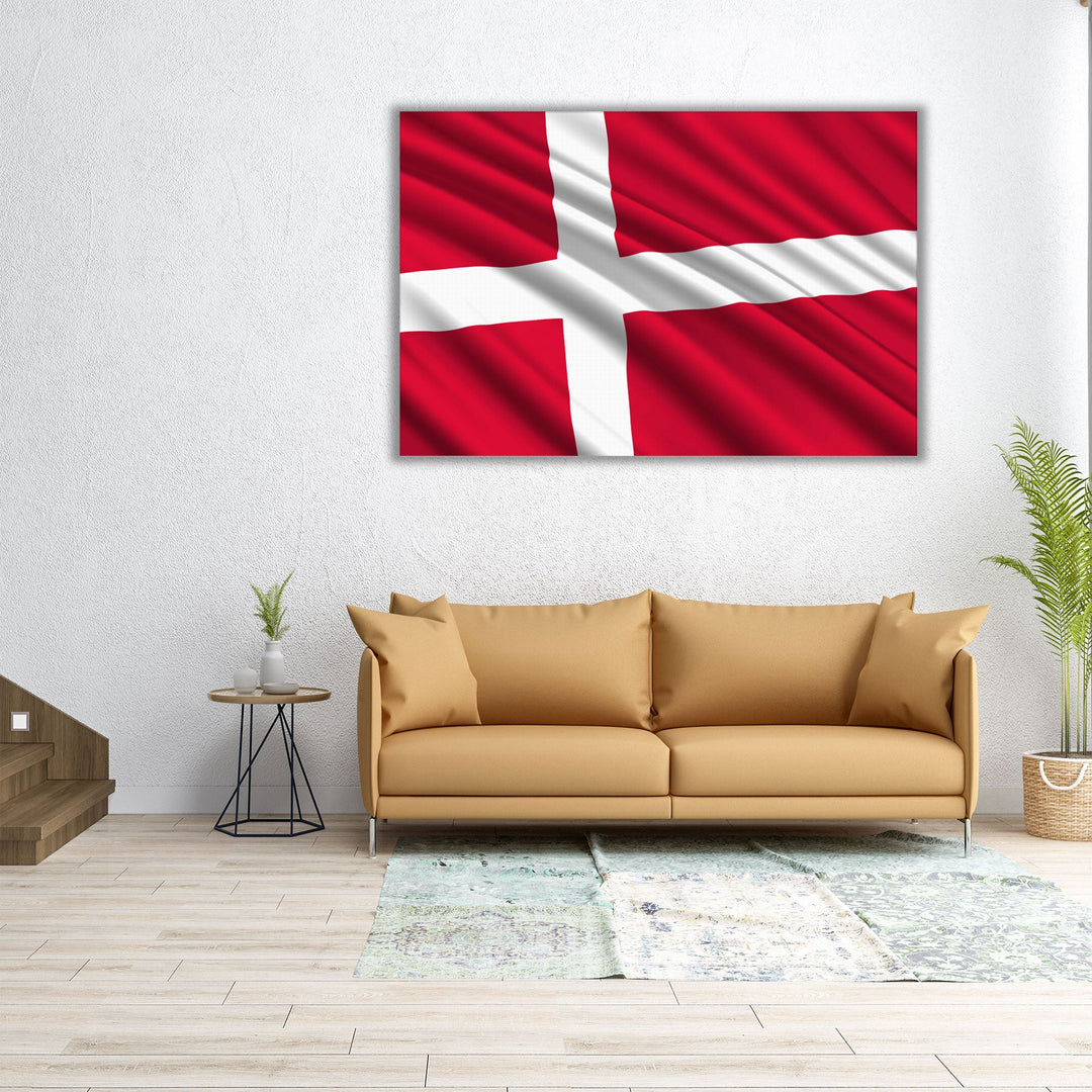 Denmark Flag Waving - Canvas Print Wall Art