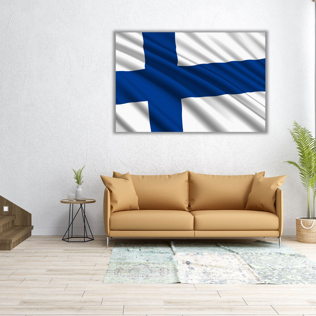 Finland Flag Waving - Canvas Print Wall Art