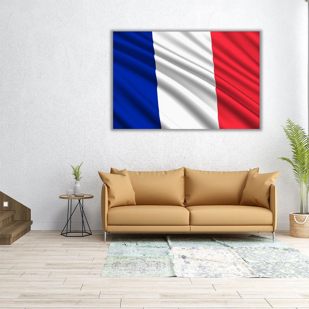 France Flag Waving - Canvas Print Wall Art