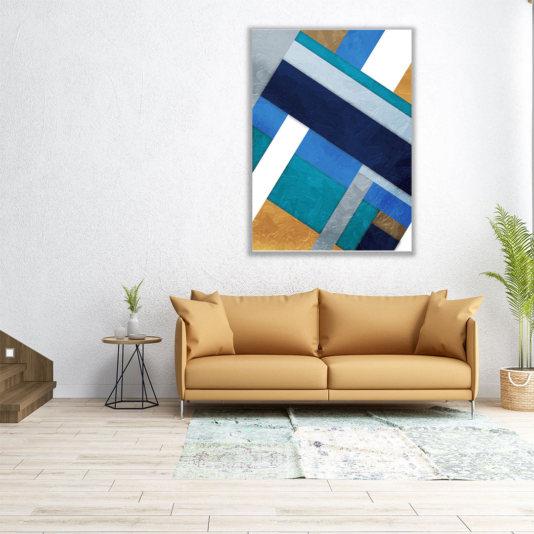 Stipe Overlay Blue - Canvas Print Wall Art