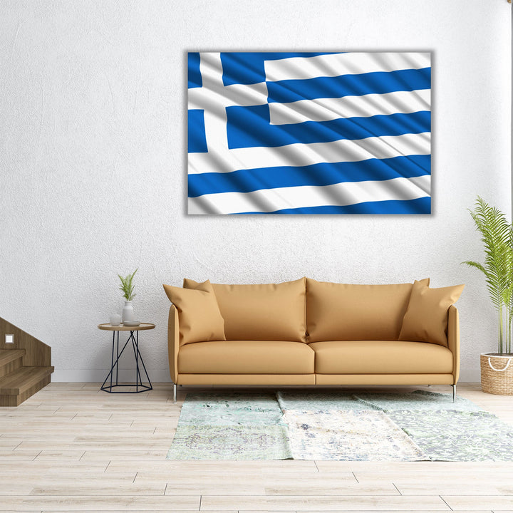 Greece Flag Waving - Canvas Print Wall Art