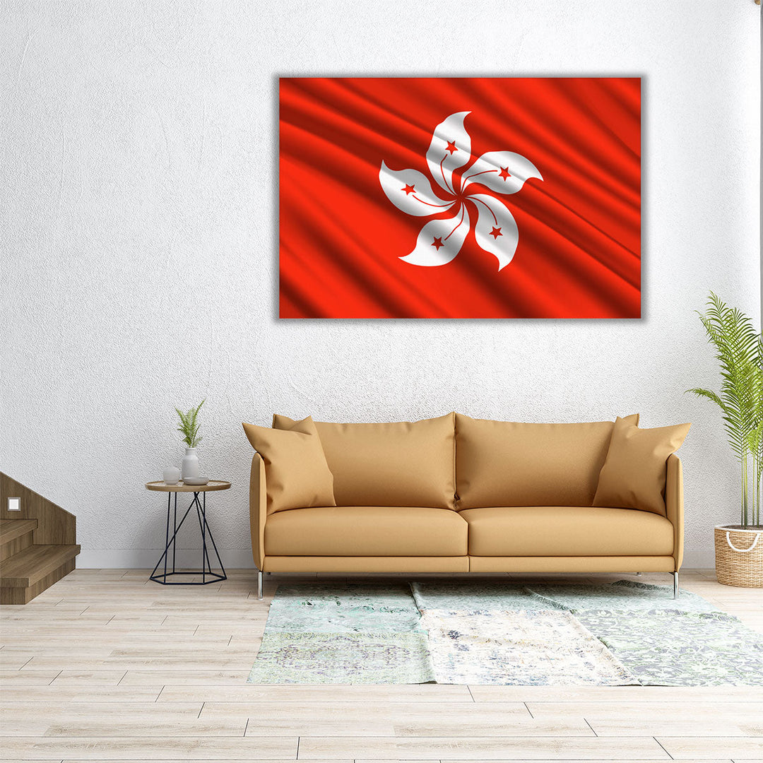 Hong Kong Flag Waving - Canvas Print Wall Art