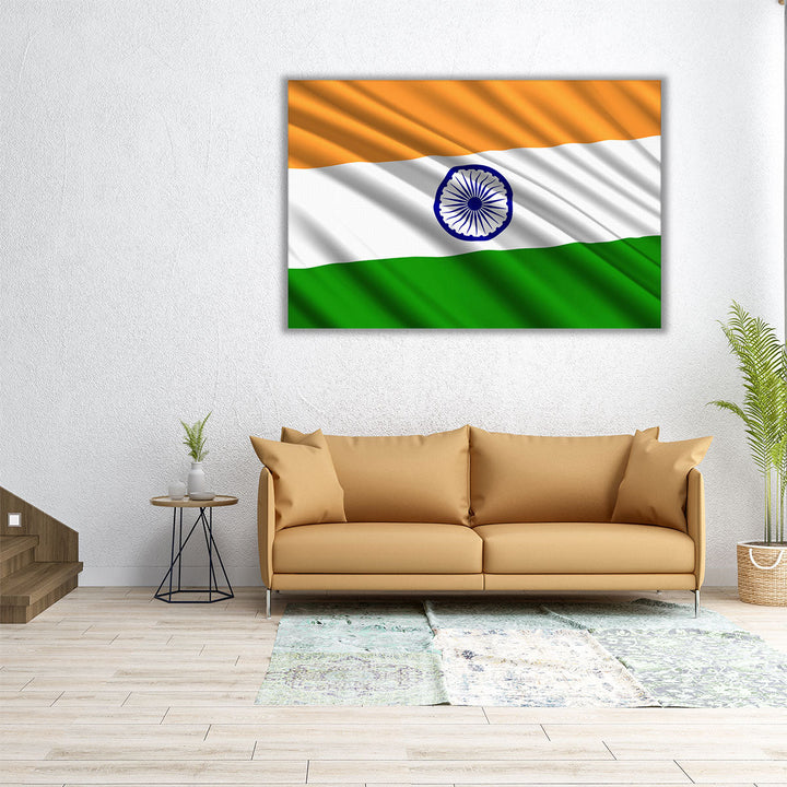 India Flag Waving - Canvas Print Wall Art