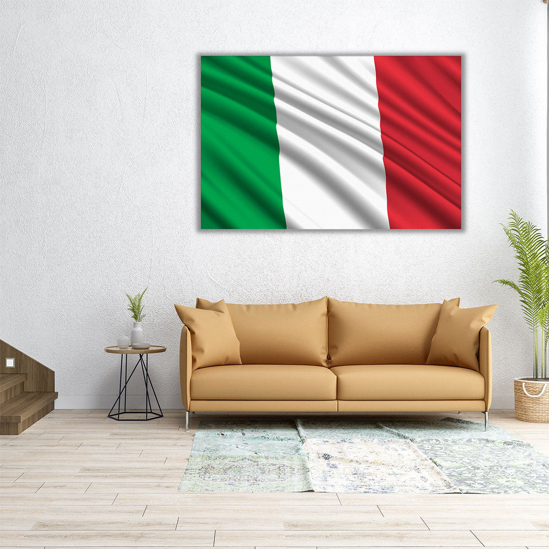 Italy Flag Waving - Canvas Print Wall Art