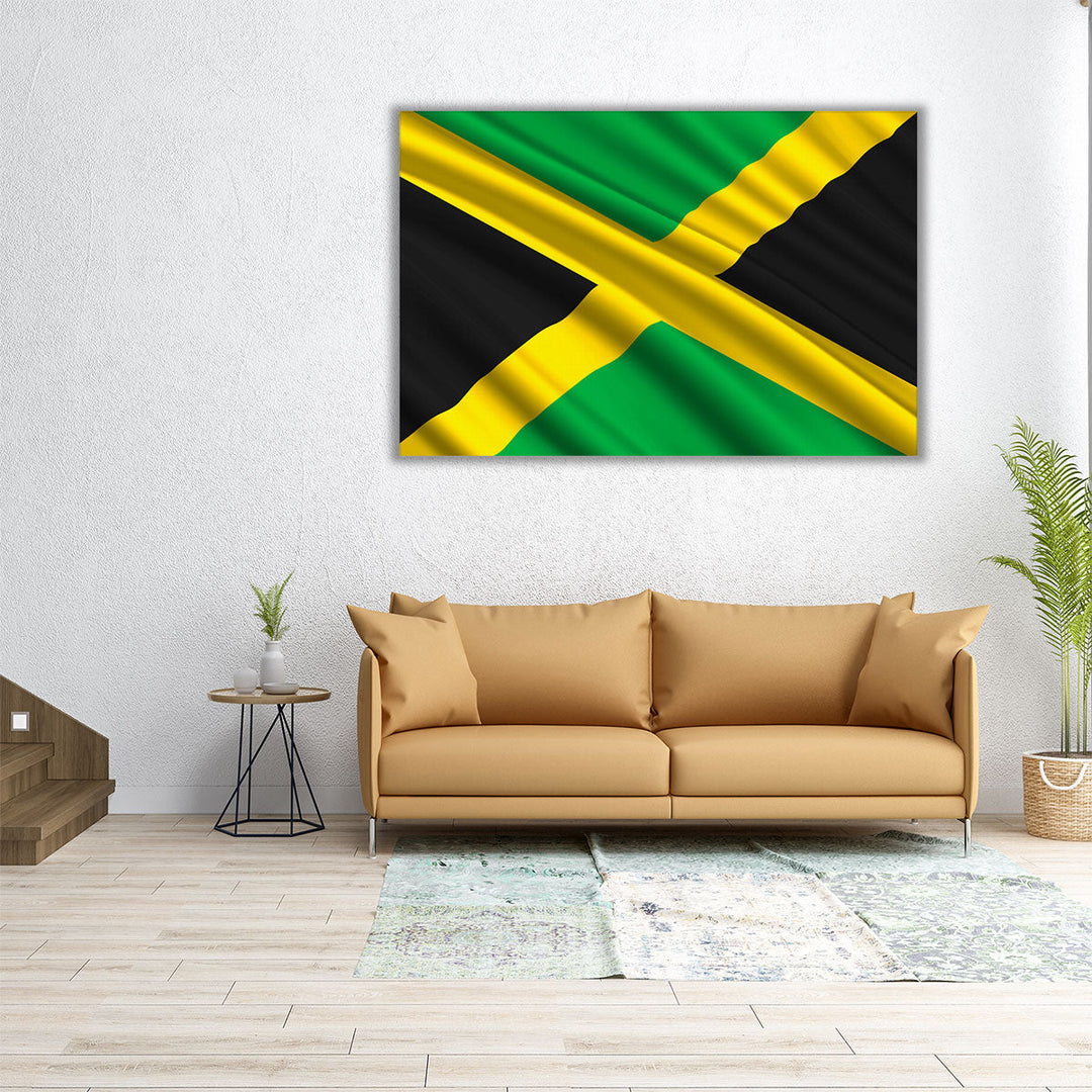 Jamaica Flag Waving - Canvas Print Wall Art