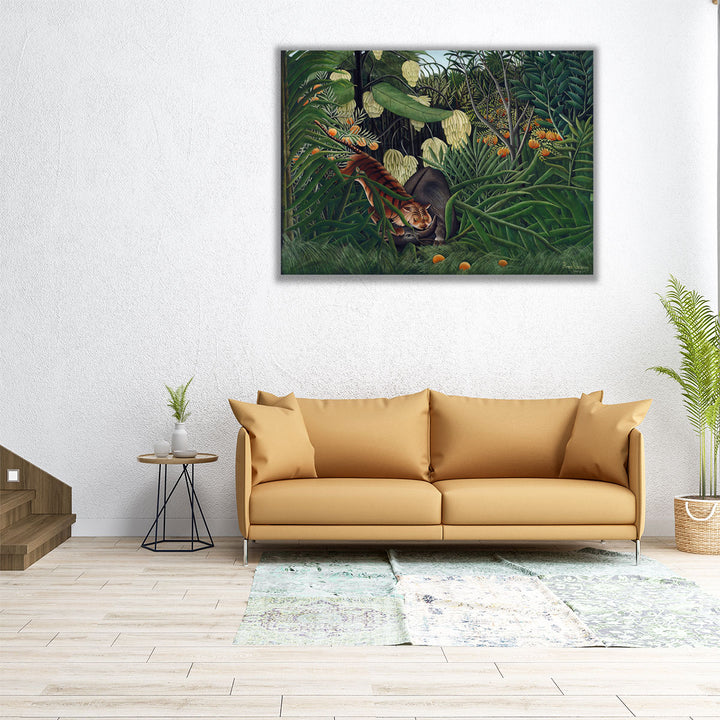 Fight between a Tiger and a Buffalo, 1908 - Canvas Print Wall Art