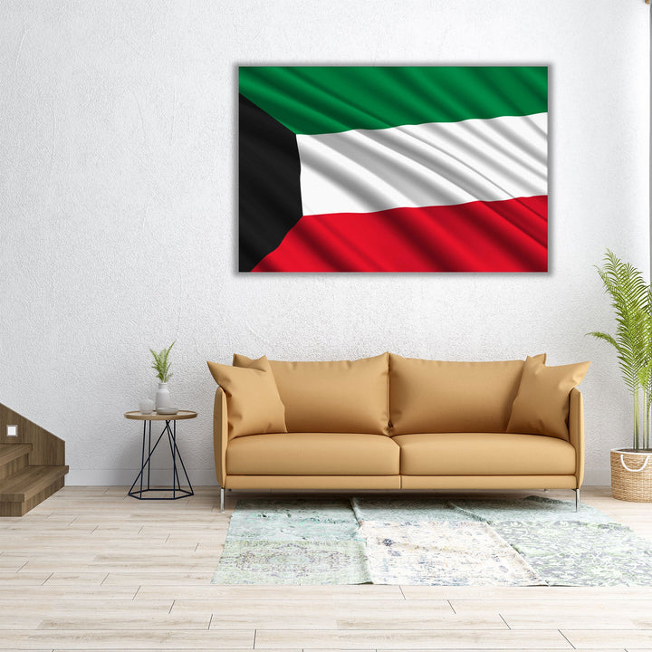 Kuwait Flag Waving - Canvas Print Wall Art