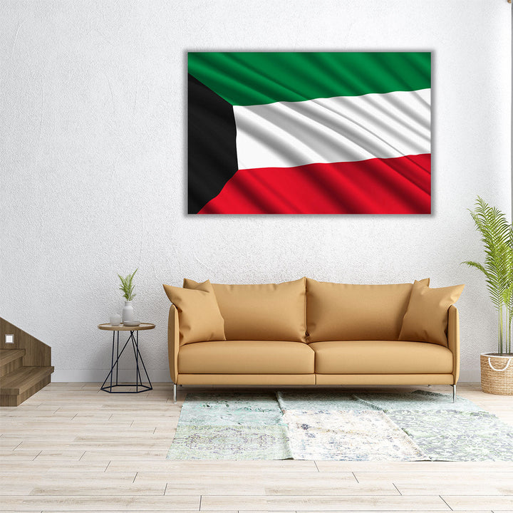 Kuwait Flag Waving - Canvas Print Wall Art