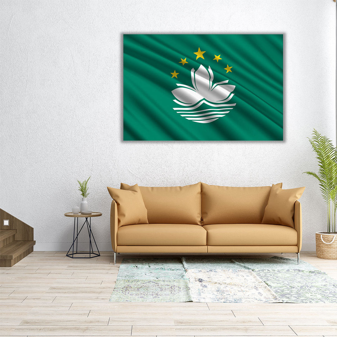 Macau Flag Waving - Canvas Print Wall Art