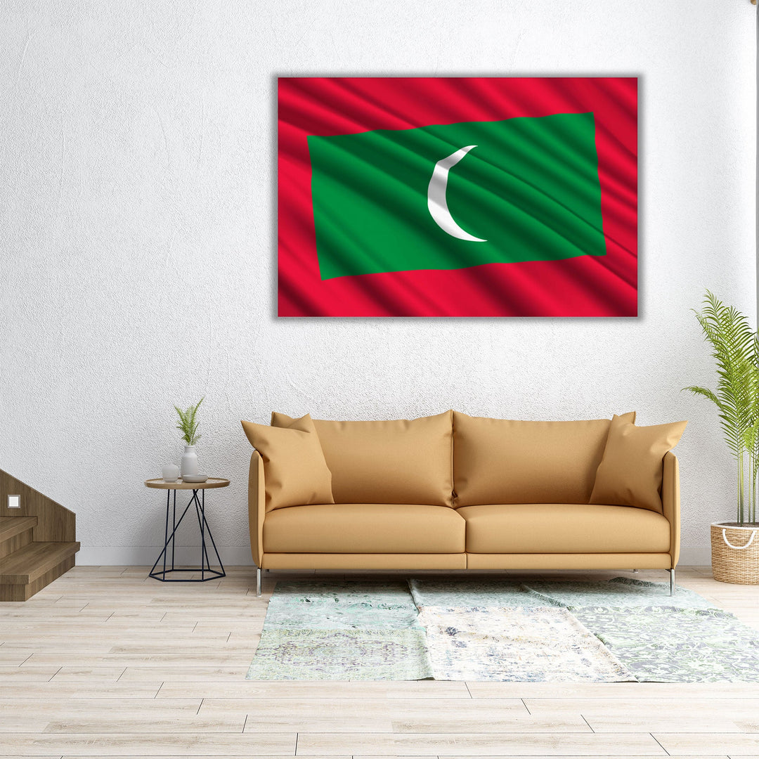 Maldives Flag Waving - Canvas Print Wall Art