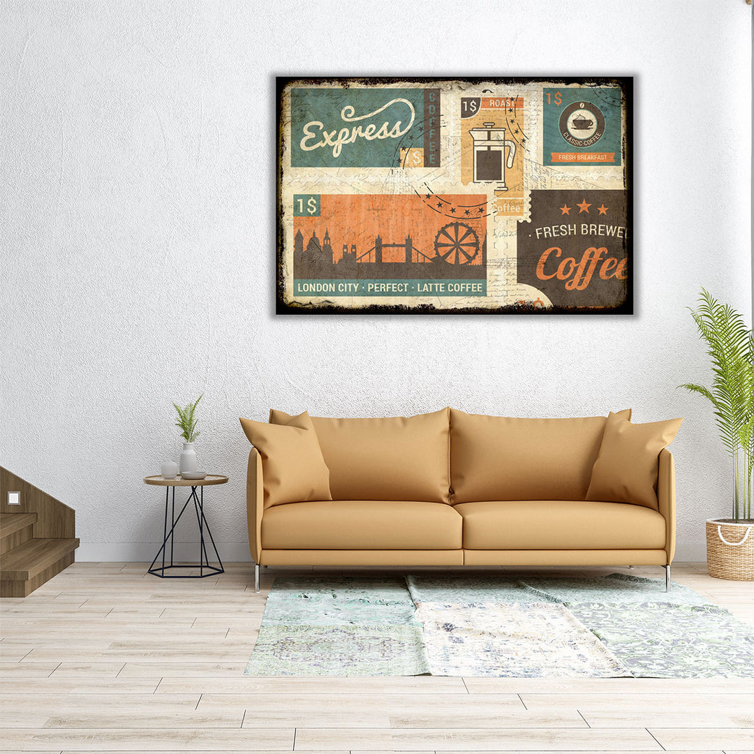 Coffee Stamps 1 - Canvas Print Wall Art