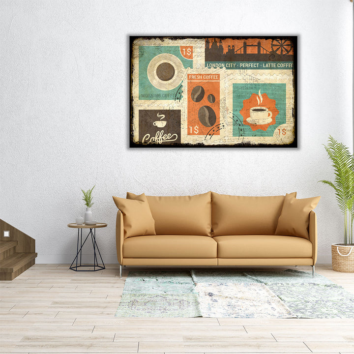 Coffee Stamps 2 - Canvas Print Wall Art