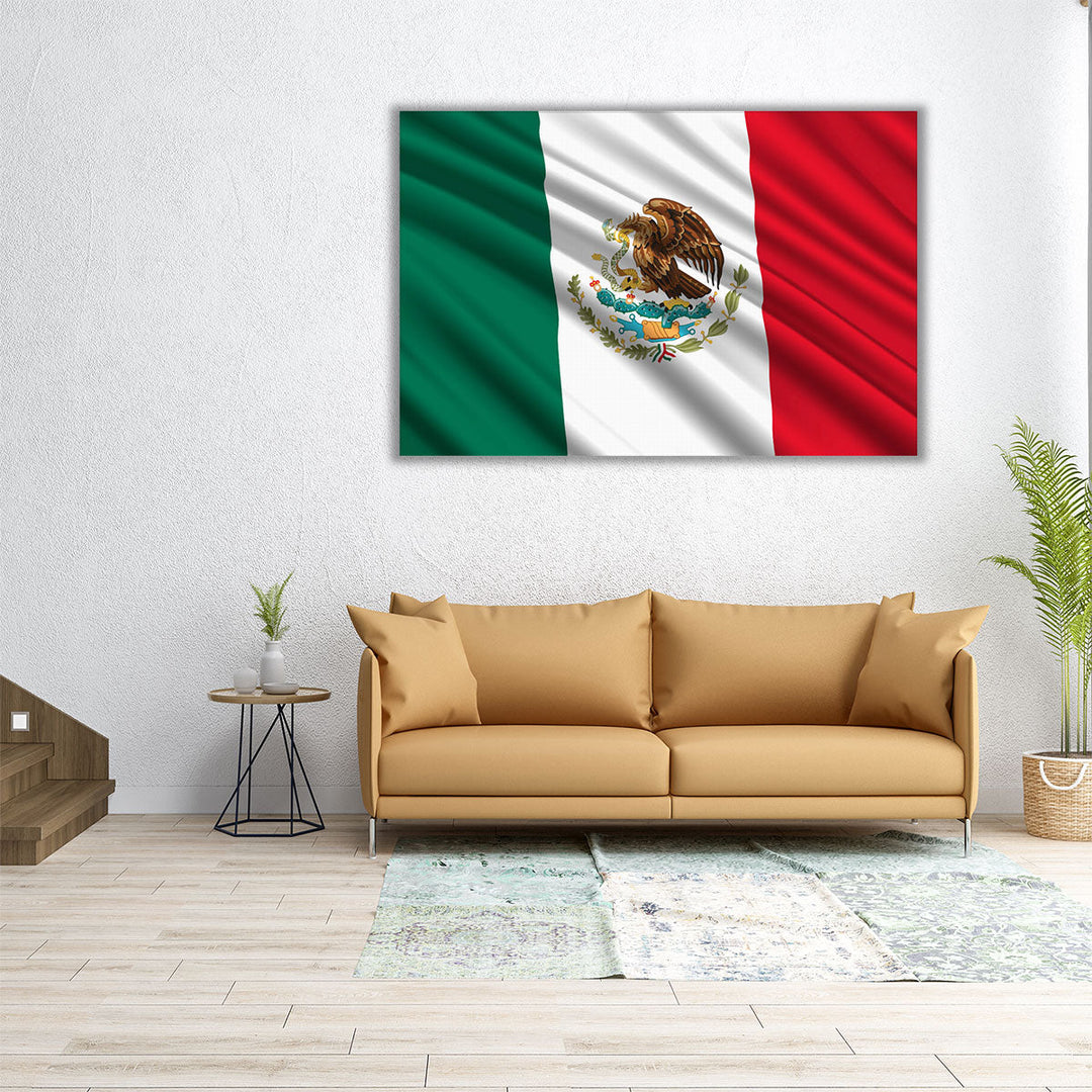 Mexico Flag Waving - Canvas Print Wall Art