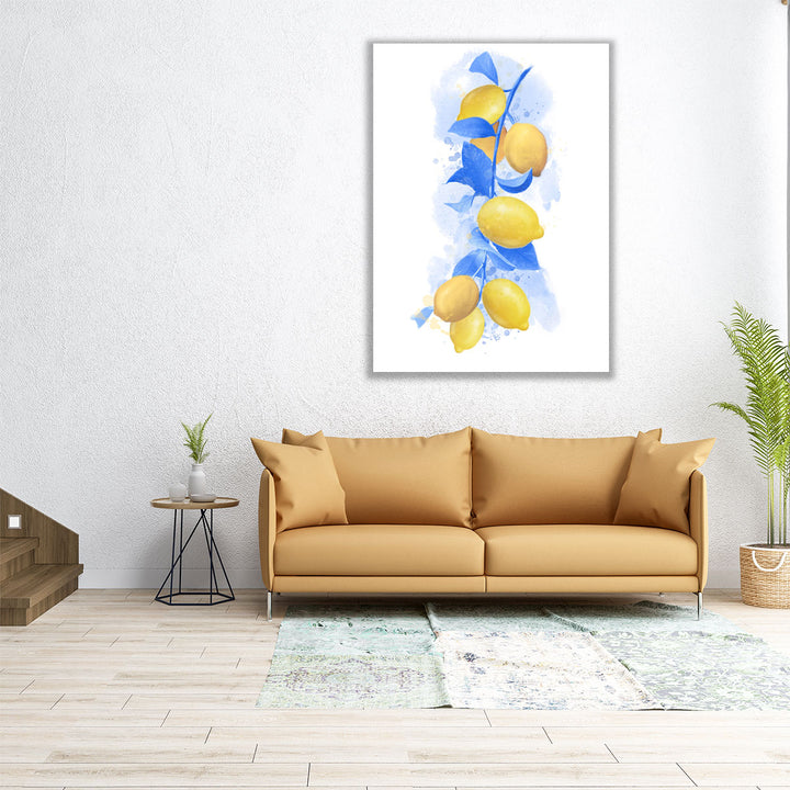 Providence Lemon Branch Blue Leaves - Canvas Print Wall Art