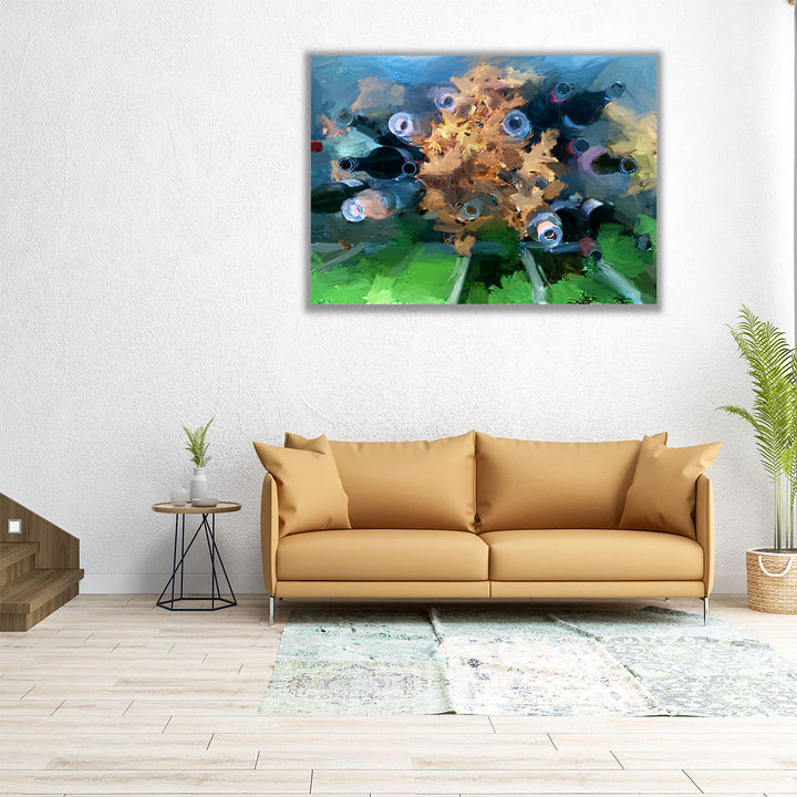 Bottles And Leaves - Canvas Print Wall Art